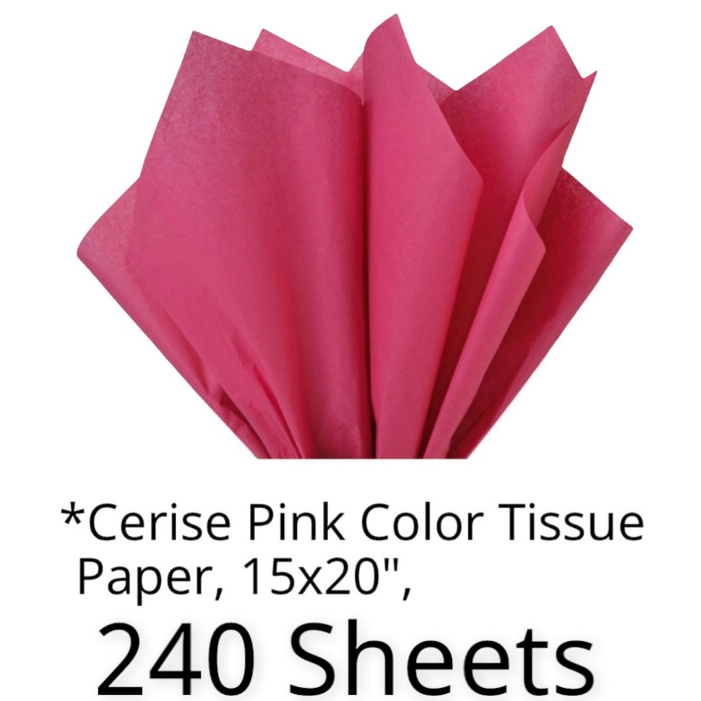 📦 SALE 📦 Tissue Paper, Cerise Pink, Bulk Pack, 240 Sheets, 15x20 - Picture 2 of 2